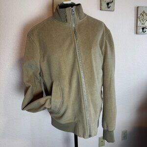 Zara Faux Suede Bomber Jacket Tan/Sand Large (42) Men/Women Full Zip